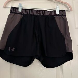 Under Armour Women's Black and Dark Gray Athletic Shorts